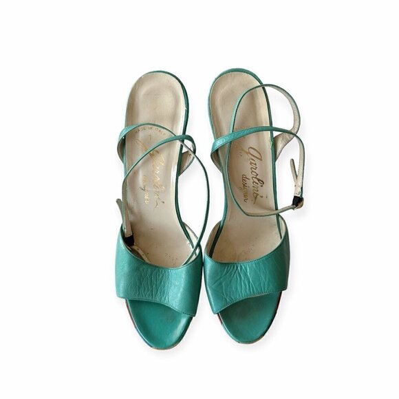Vintage Garolini Ankle Strap Heel, Patchwork Platform,  Size 8N - Picture 2 of 14